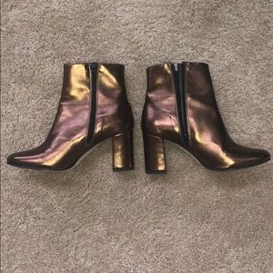 Metallic heeled booties